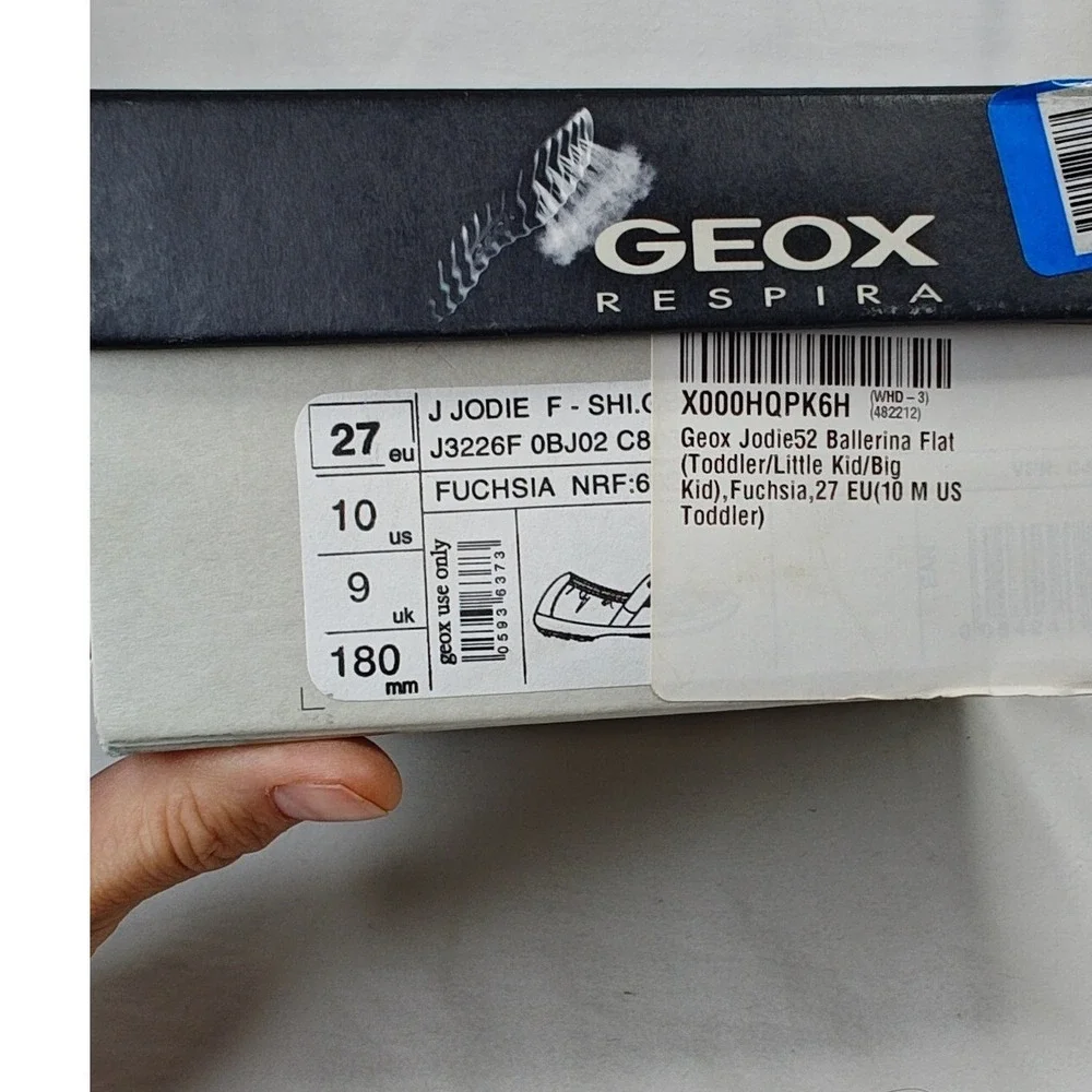 Geox Jodie Ballerina Flat Pink Glitter Floral Mary‎ Jane Shoes 10 US 27 EU New